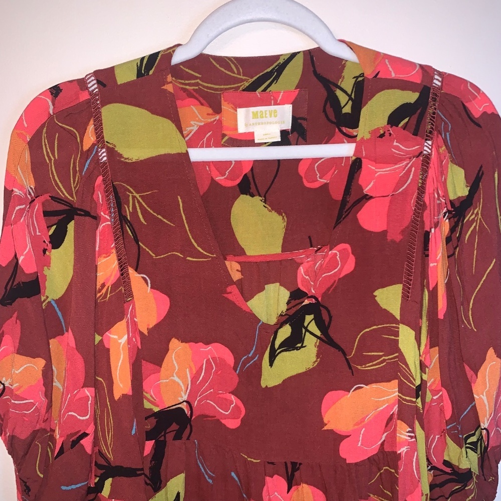 Maeve Anthropologie Beth Dolman Multi Floral Tunic Blouse Bloomcore - Picture 8 of 8